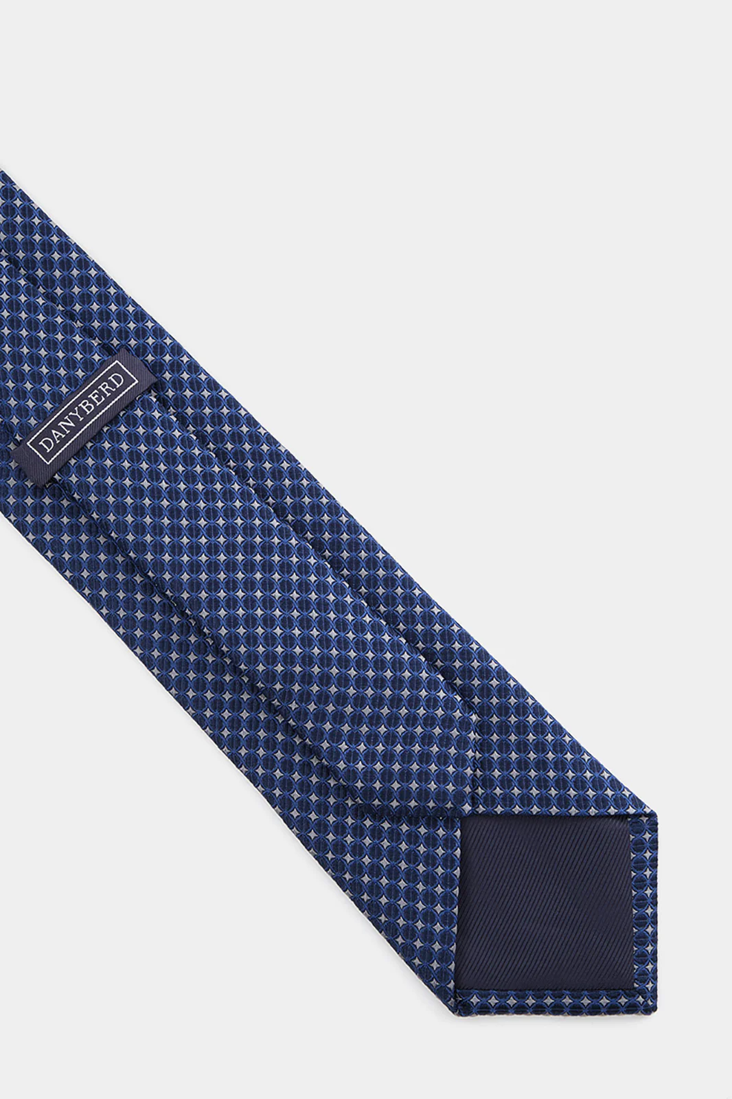 Cravate 100% soie - Bleu motifs floraux géométriques - Image 2