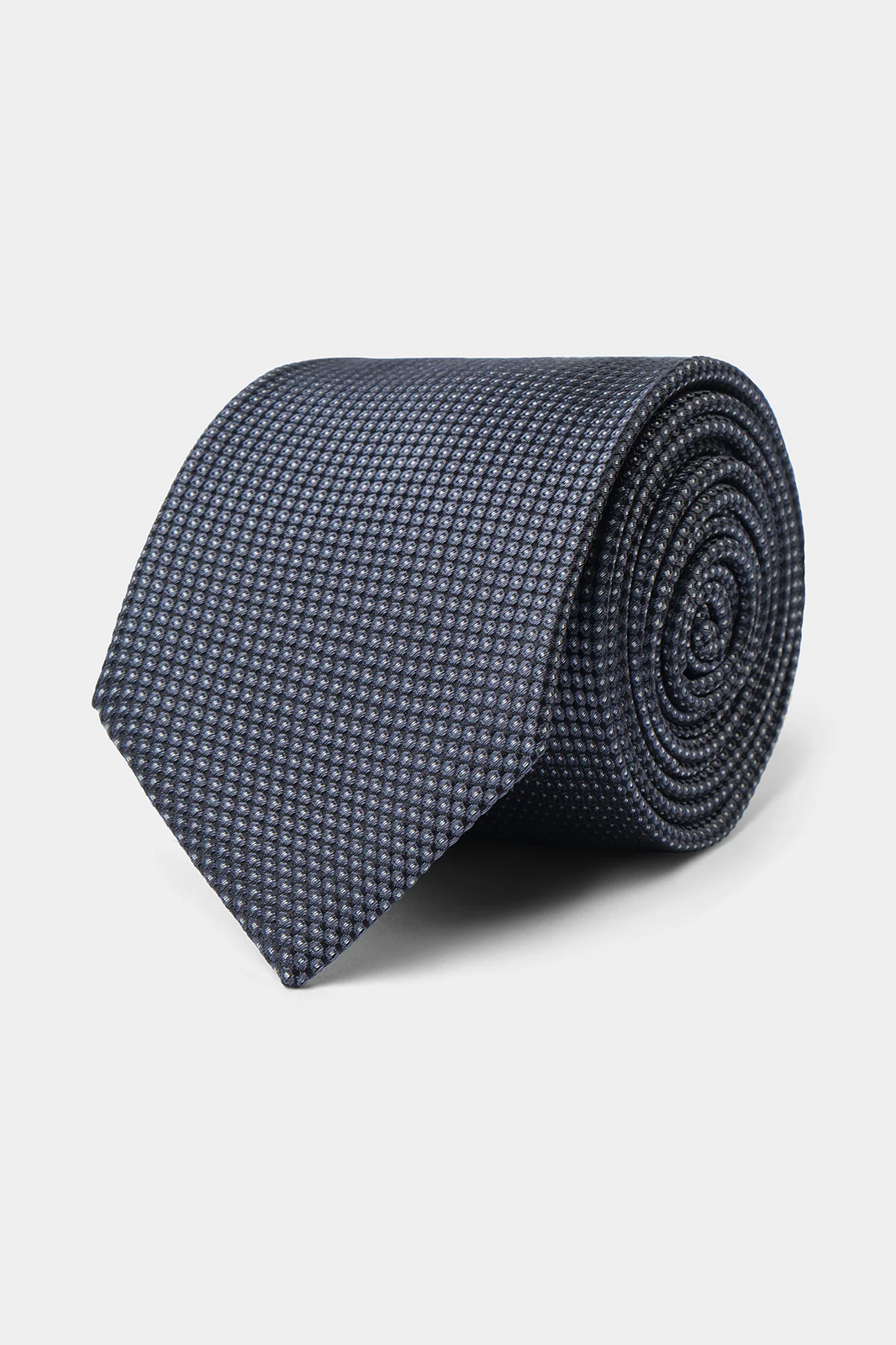 Cravate 100 % soie - Gris anthracite à pois clair