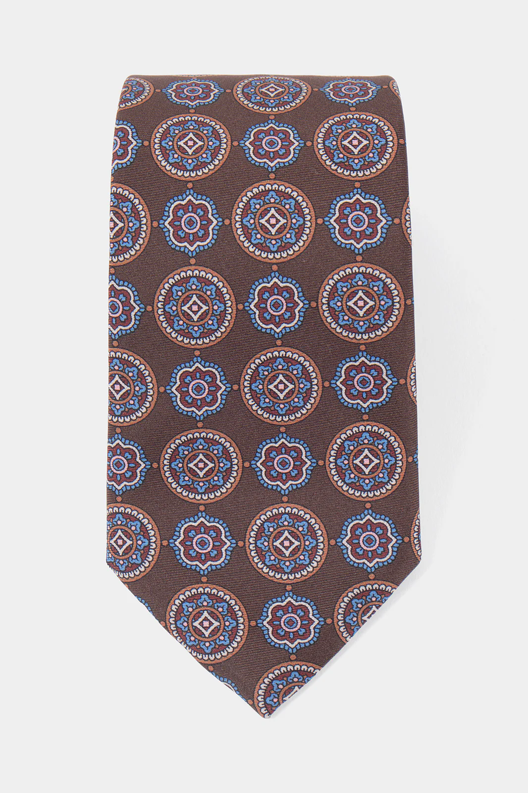 Cravate 100% soie - Marron à motifs fleurs - Image 2