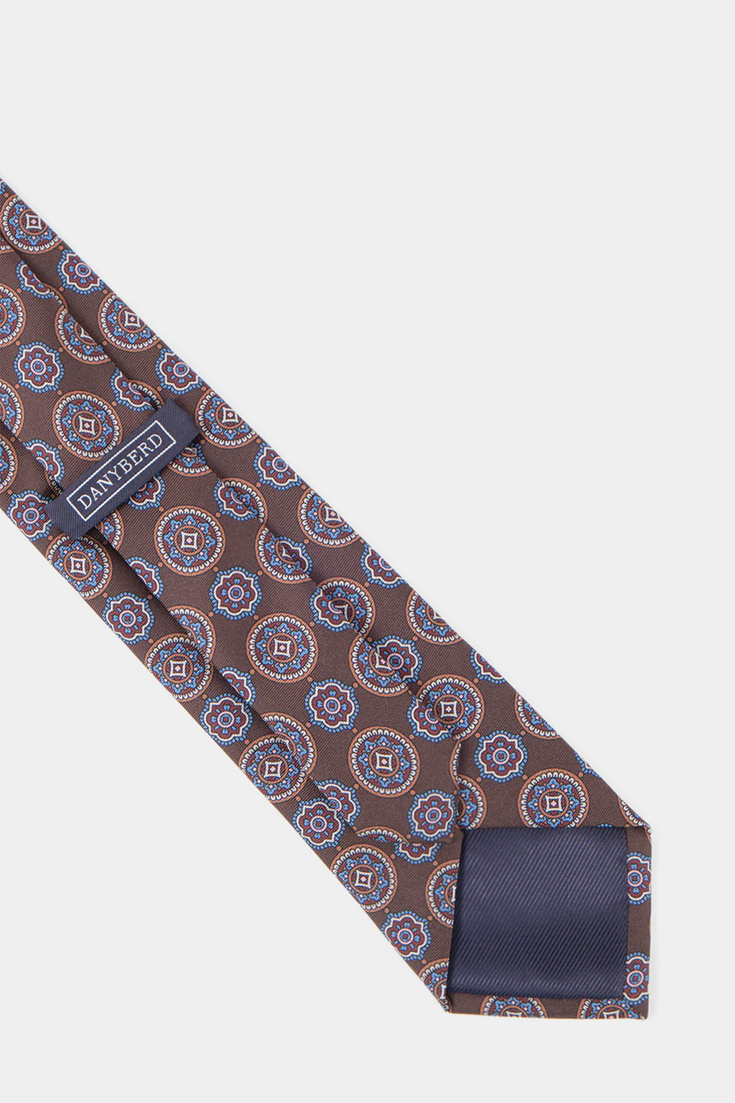 Cravate 100% soie - Marron à motifs fleurs - Image 3