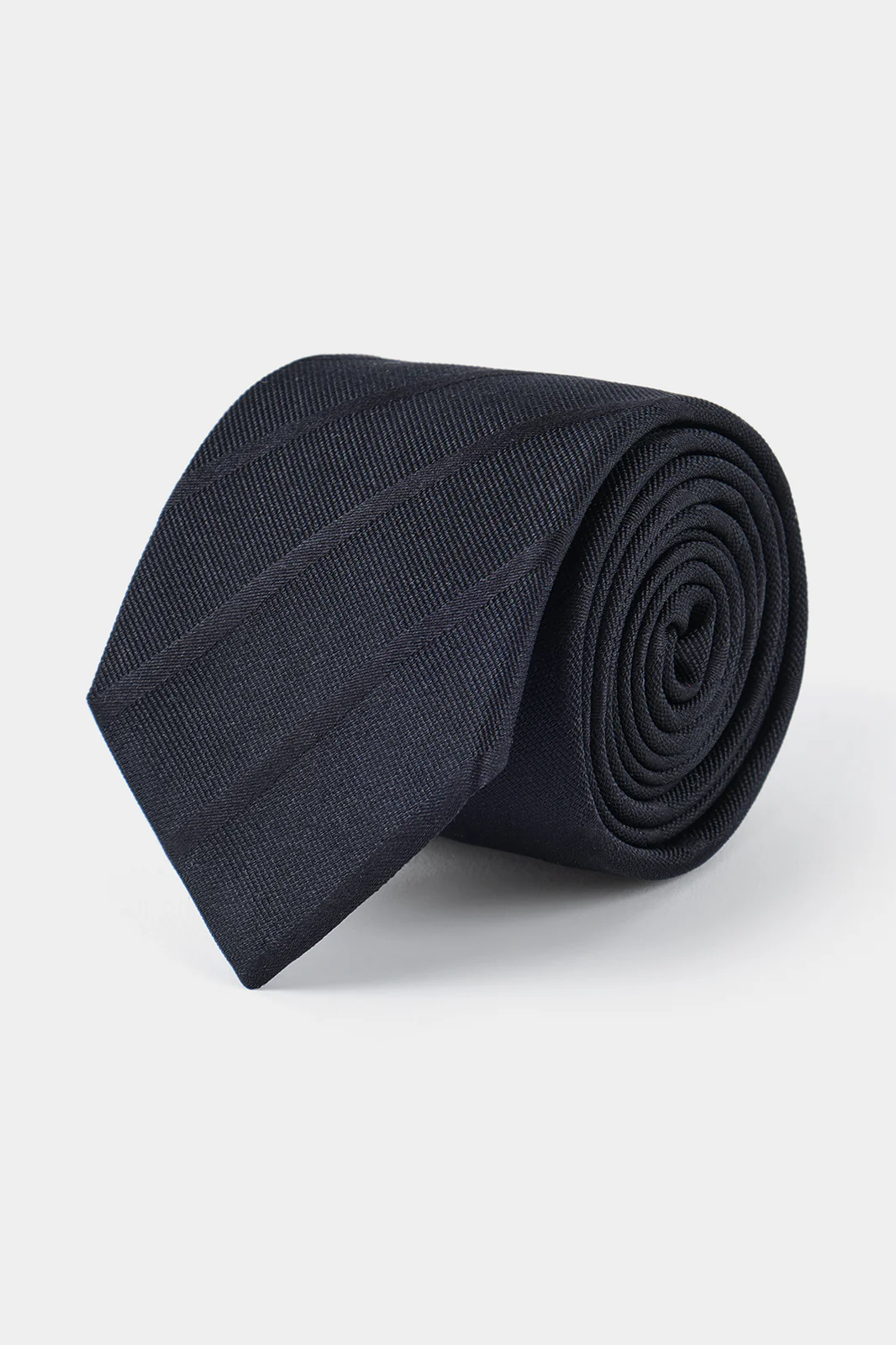 Cravate 100 % soie - Noir à larges rayures