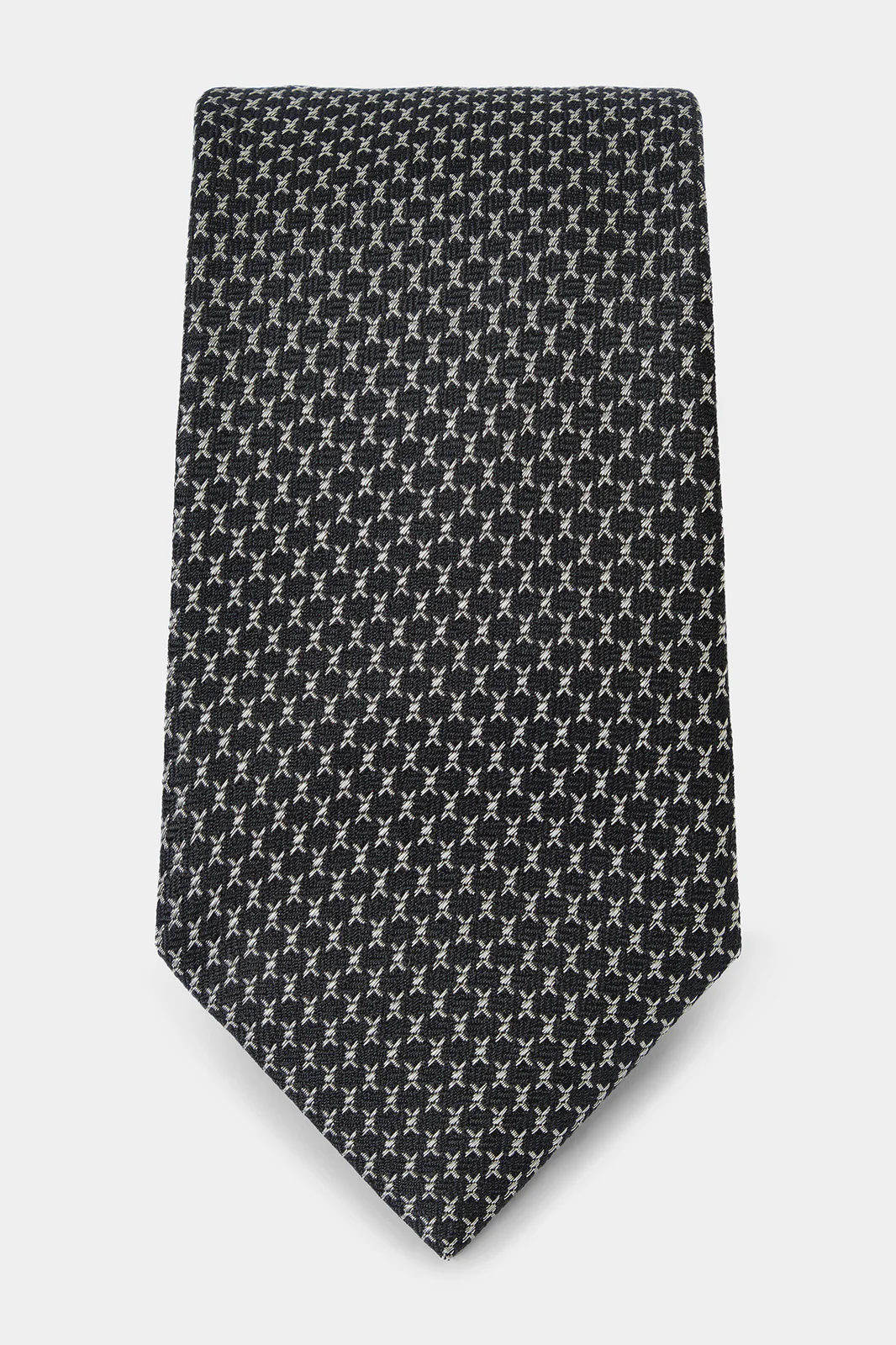 Cravate 100 % soie - Noir à motifs blanc - Image 2