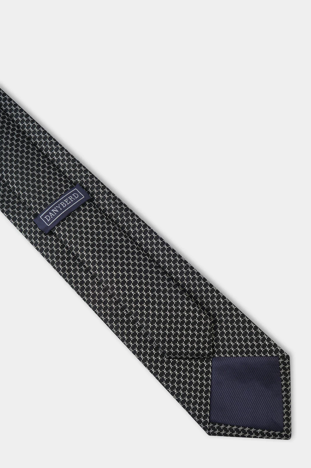 Cravate 100 % soie - Noir à motifs blanc - Image 3