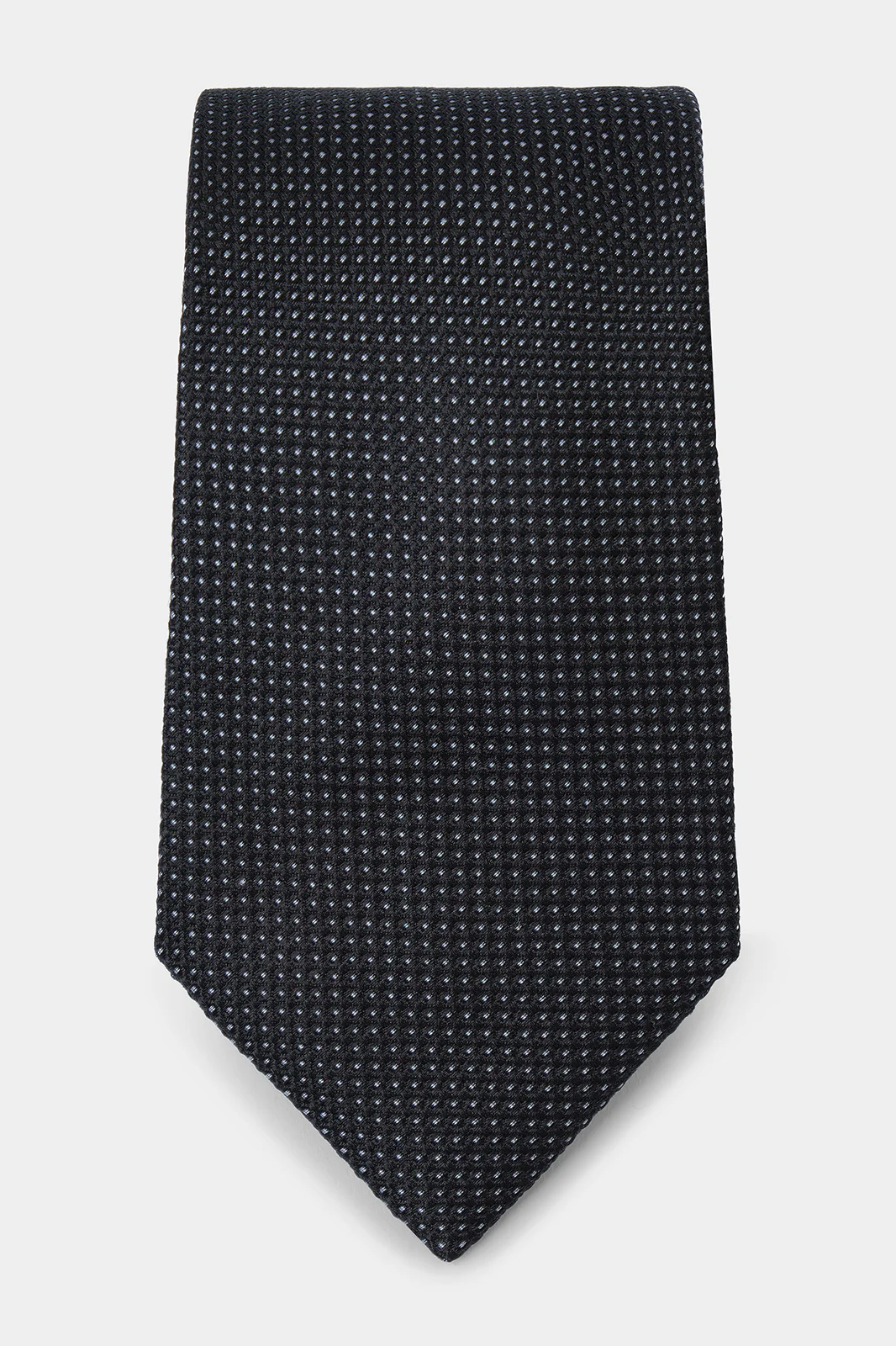 Cravate 100% soie - Noir à pois gris - Image 3