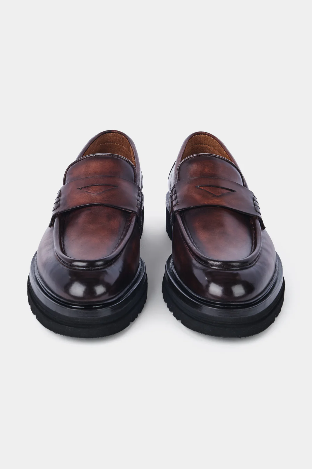 Mocassins en cuir avec semelle épaisse et crantée - Marron - Image 2