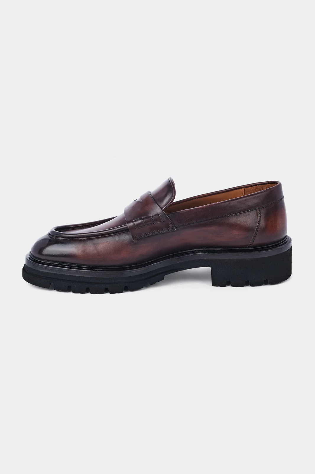 Mocassins en cuir avec semelle épaisse et crantée - Marron - Image 4