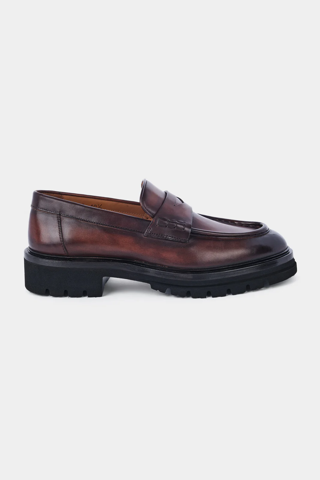 Mocassins en cuir avec semelle épaisse et crantée - Marron - Image 5