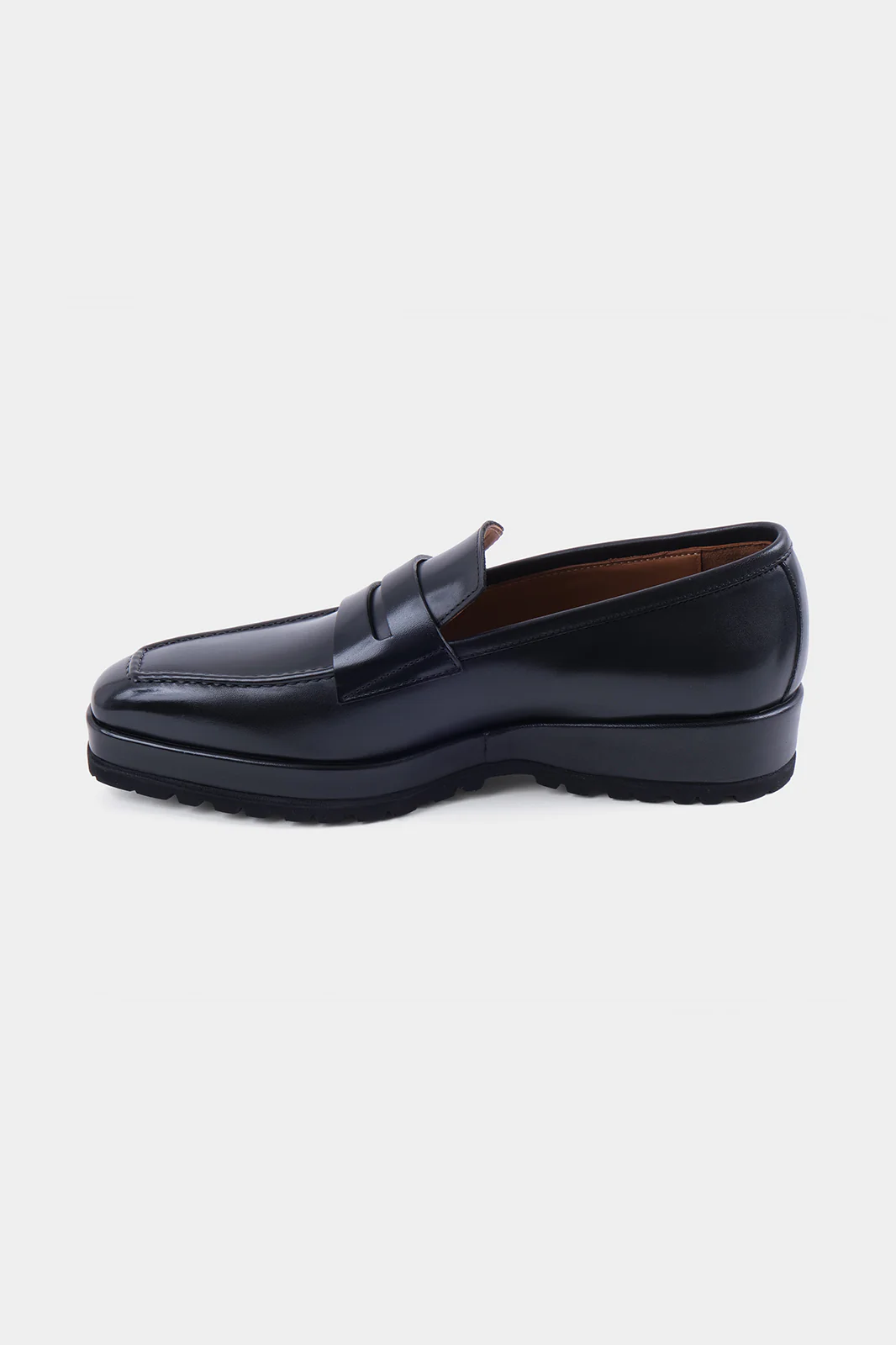 Mocassins en cuir patiné avec semelle compensée et crantée - Noir - Image 5