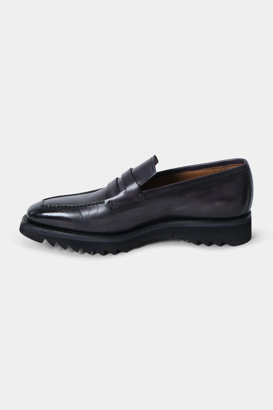 Mocassins en cuir patiné avec semelle crantée - Gris - Image 5
