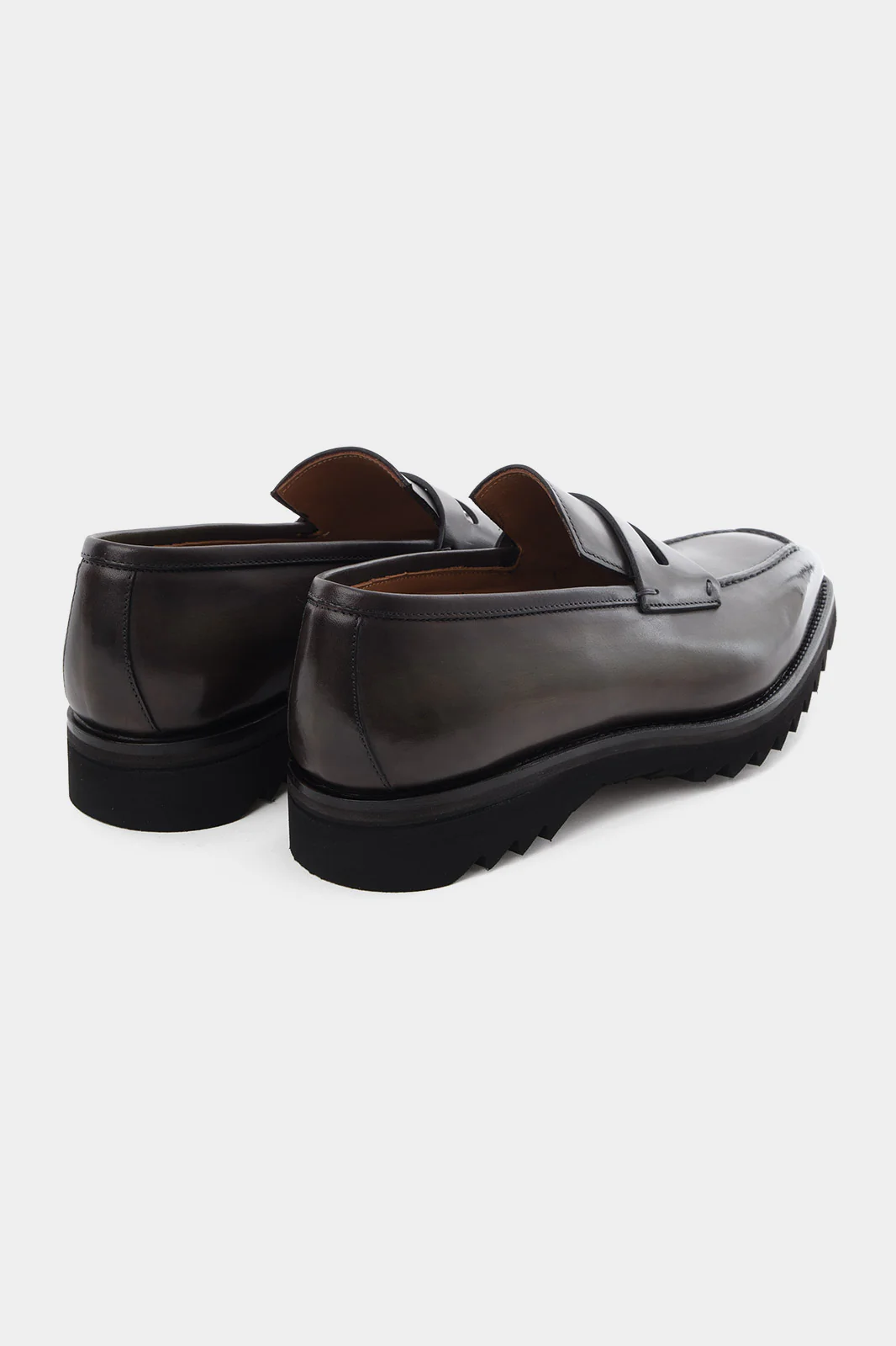 Mocassins en cuir patiné avec semelle crantée - Kaki - Image 3
