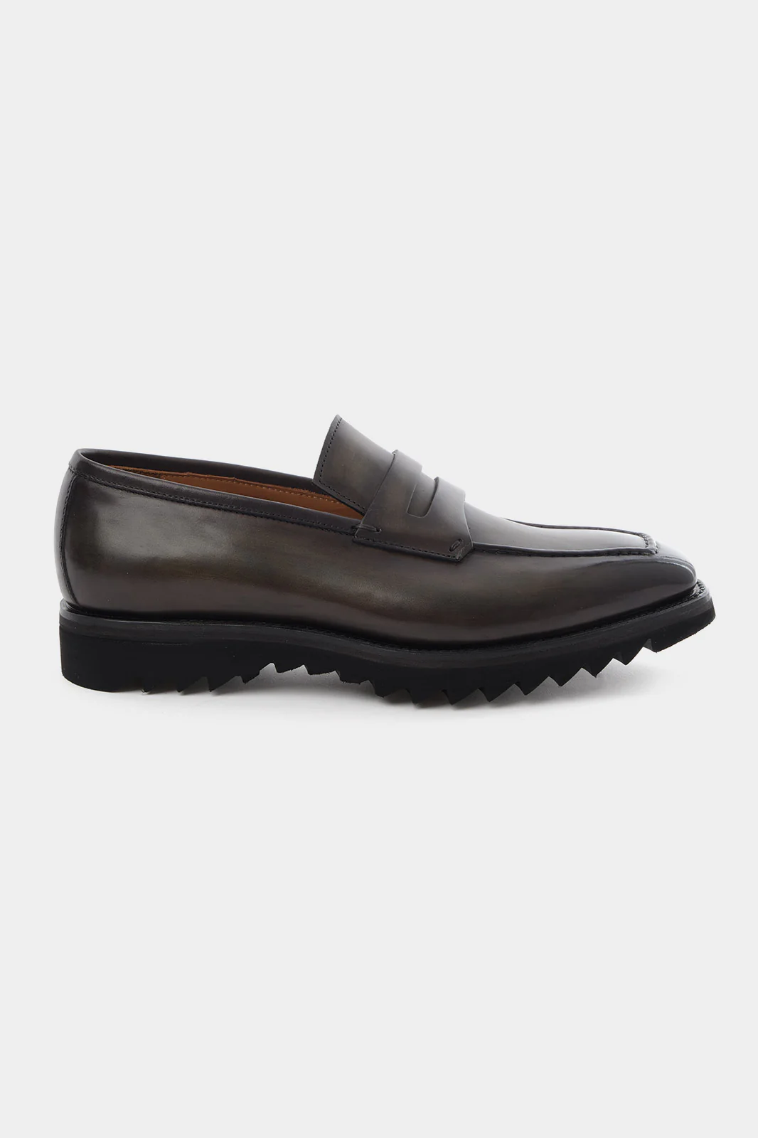 Mocassins en cuir patiné avec semelle crantée - Kaki - Image 4