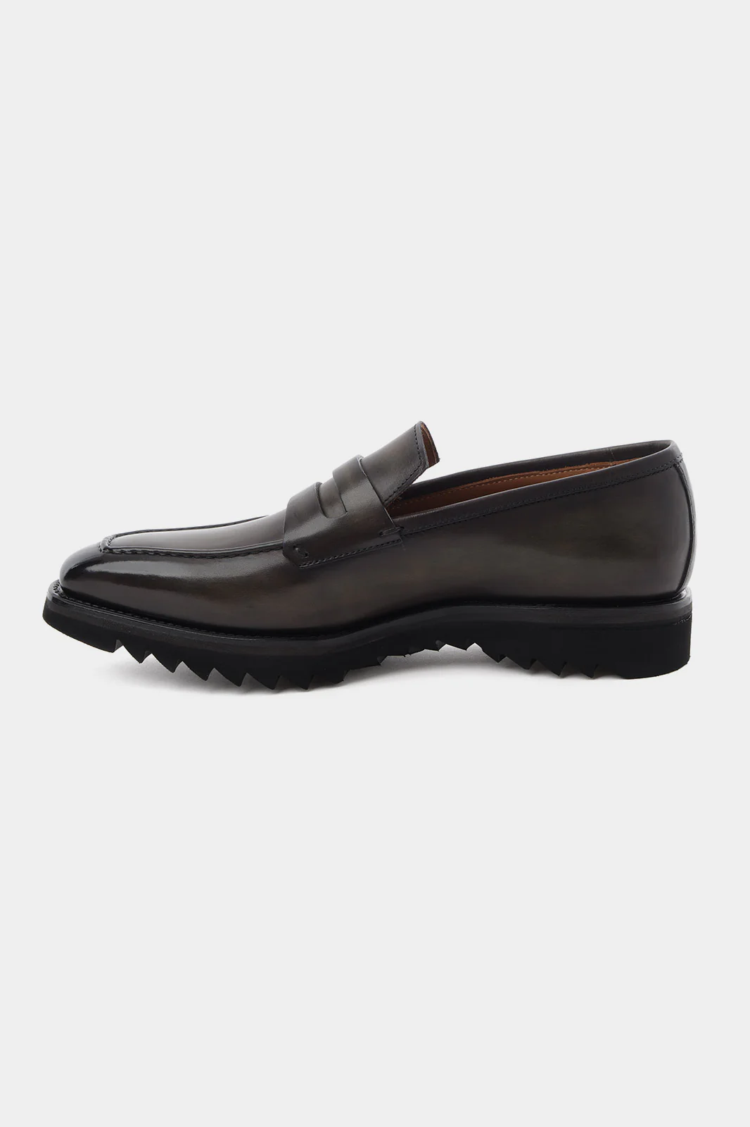Mocassins en cuir patiné avec semelle crantée - Kaki - Image 5