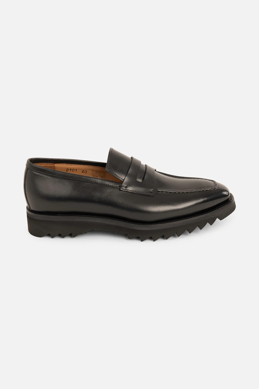 Mocassins en cuir patiné avec semelle crantée - Noir - Image 3