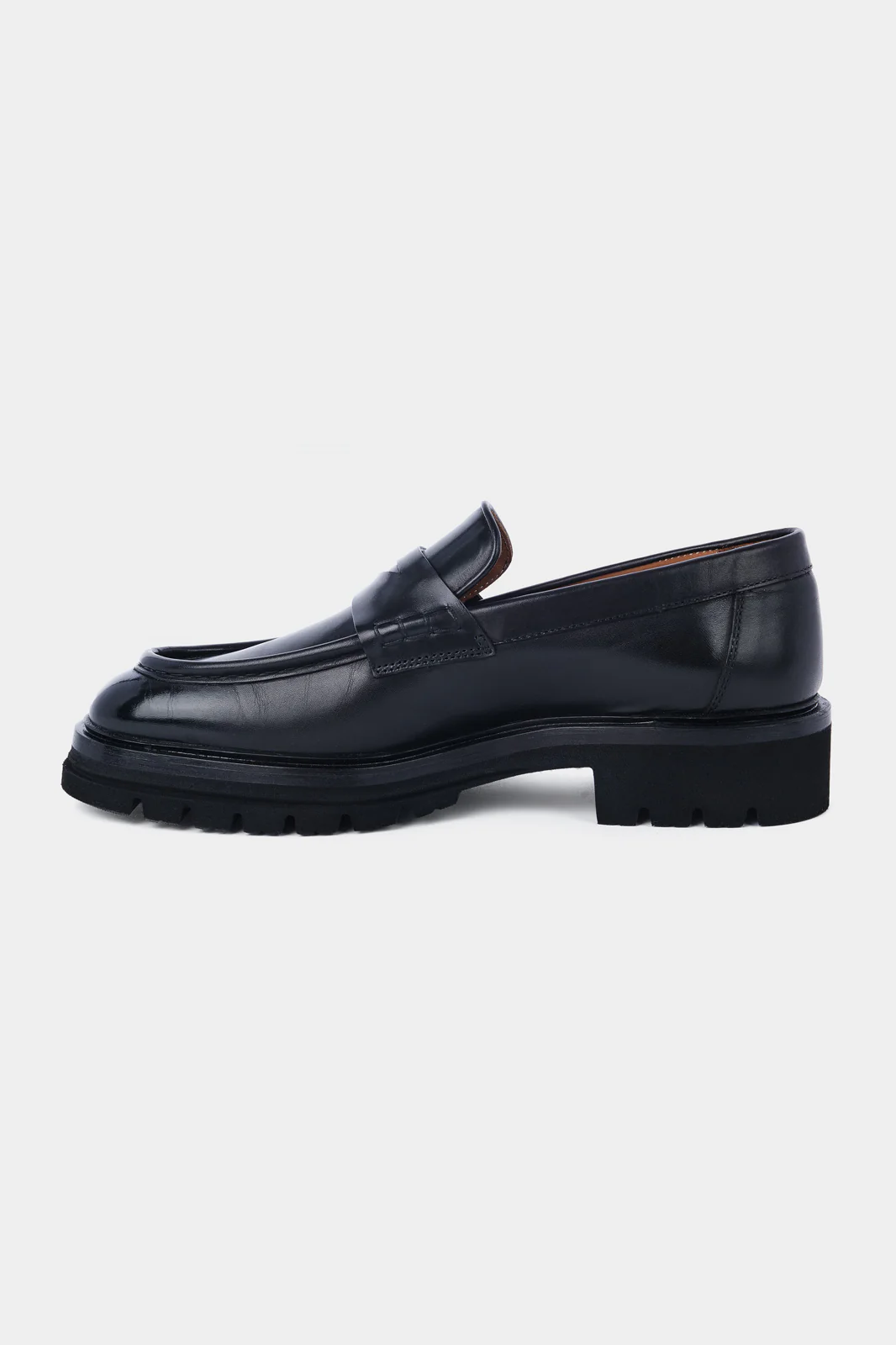 Mocassins en cuir avec semelle épaisse et crantée - Noir - Image 4