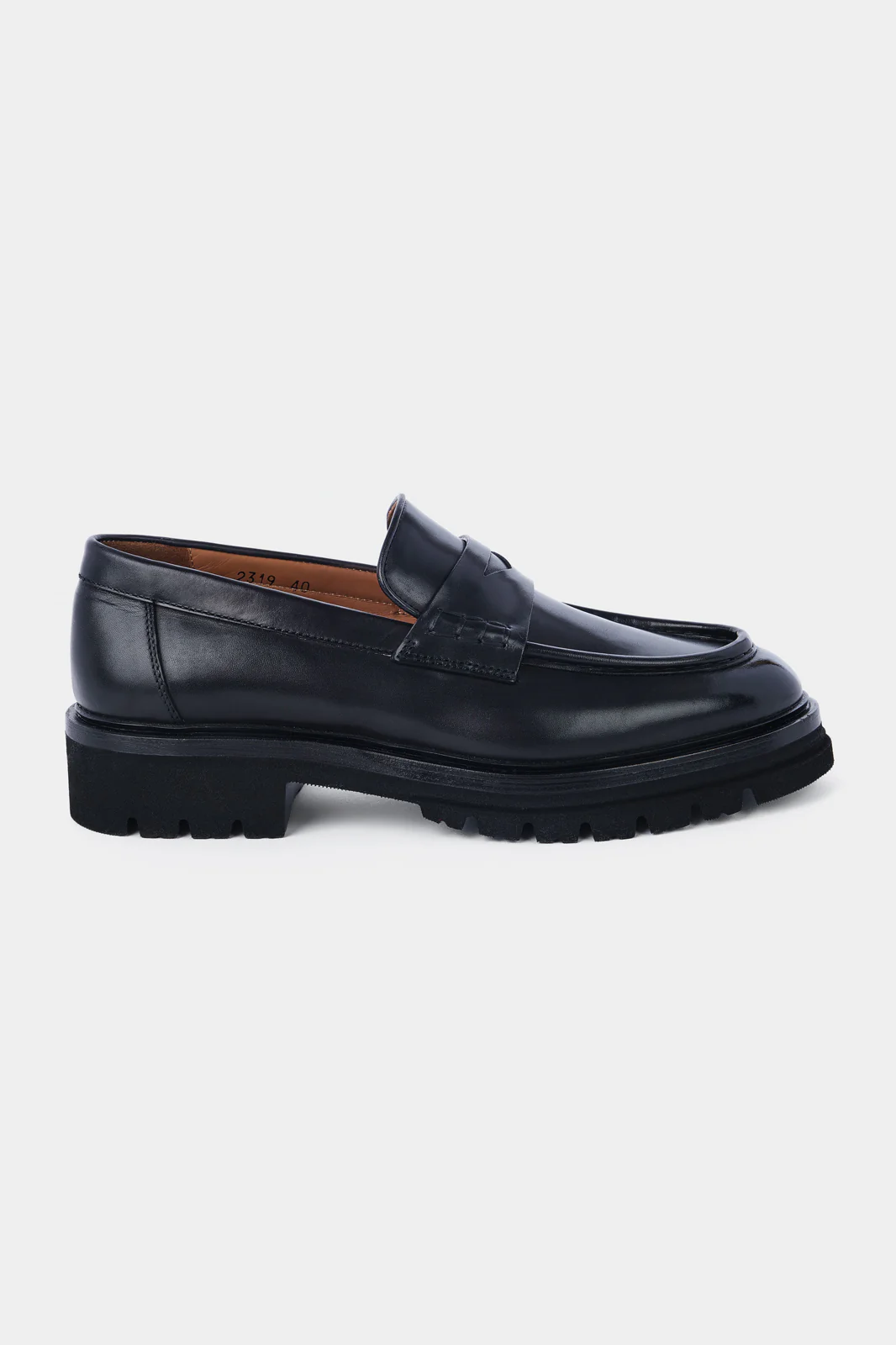 Mocassins en cuir avec semelle épaisse et crantée - Noir - Image 5