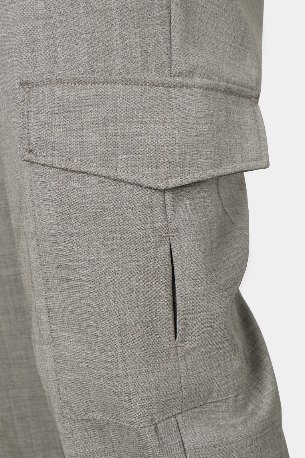 Pantalon cargo en laine stretch - Gris - Image 5