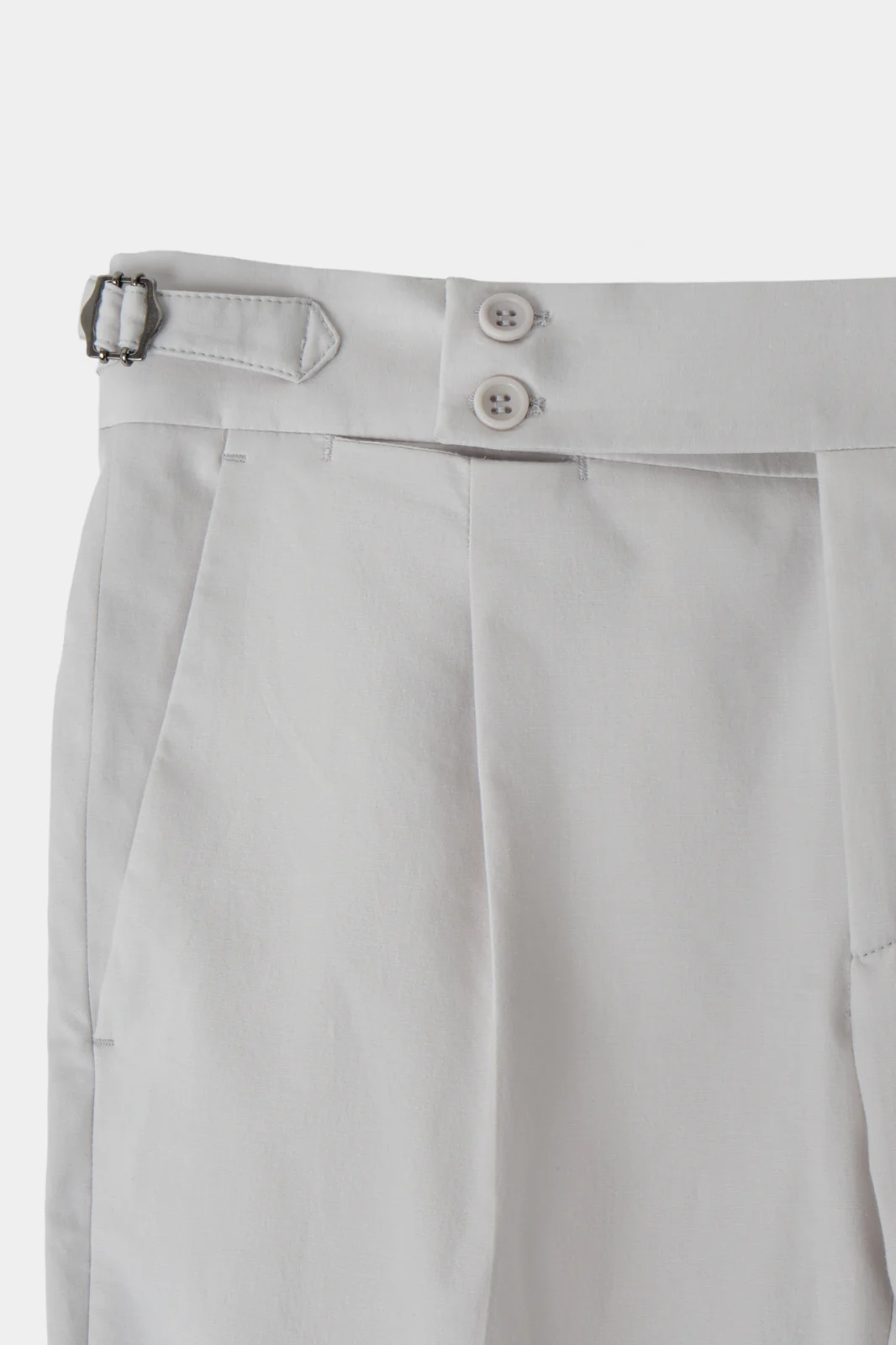 Pantalon en coton à patte de serrage 1 pli - Gris clair - Image 3
