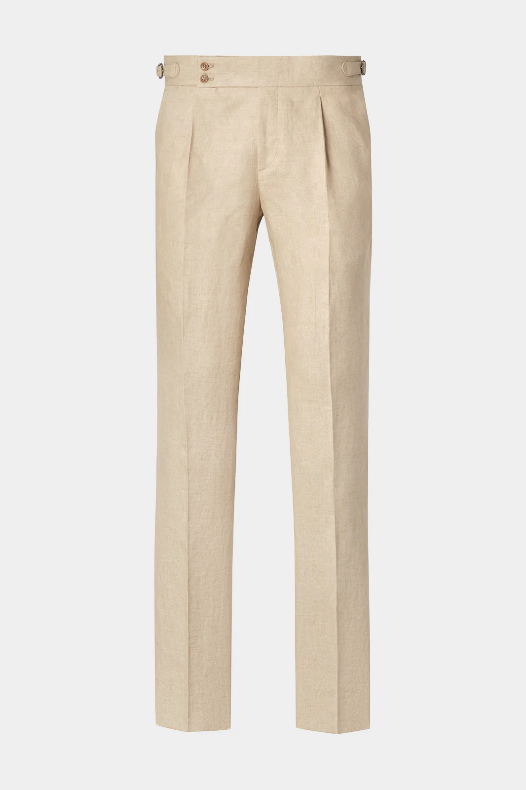 Pantalon en lin à patte de serrage 1 pli - Beige