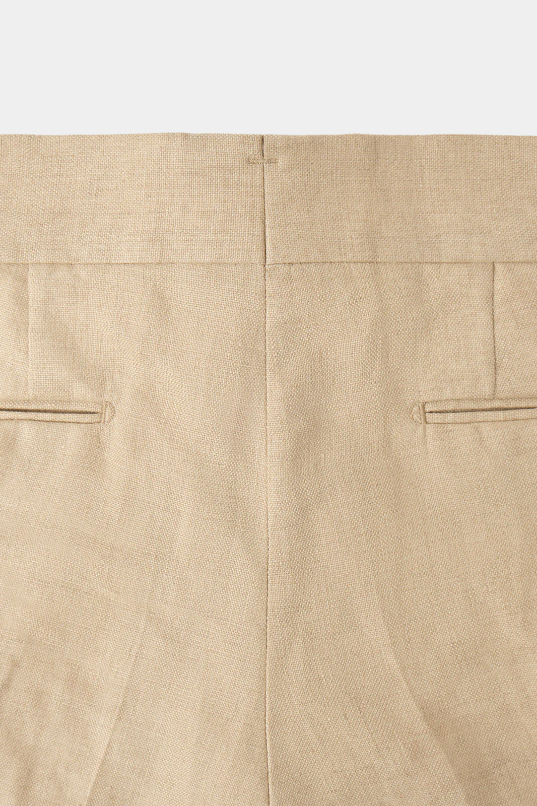 Pantalon en lin à patte de serrage 1 pli - Beige - Image 5