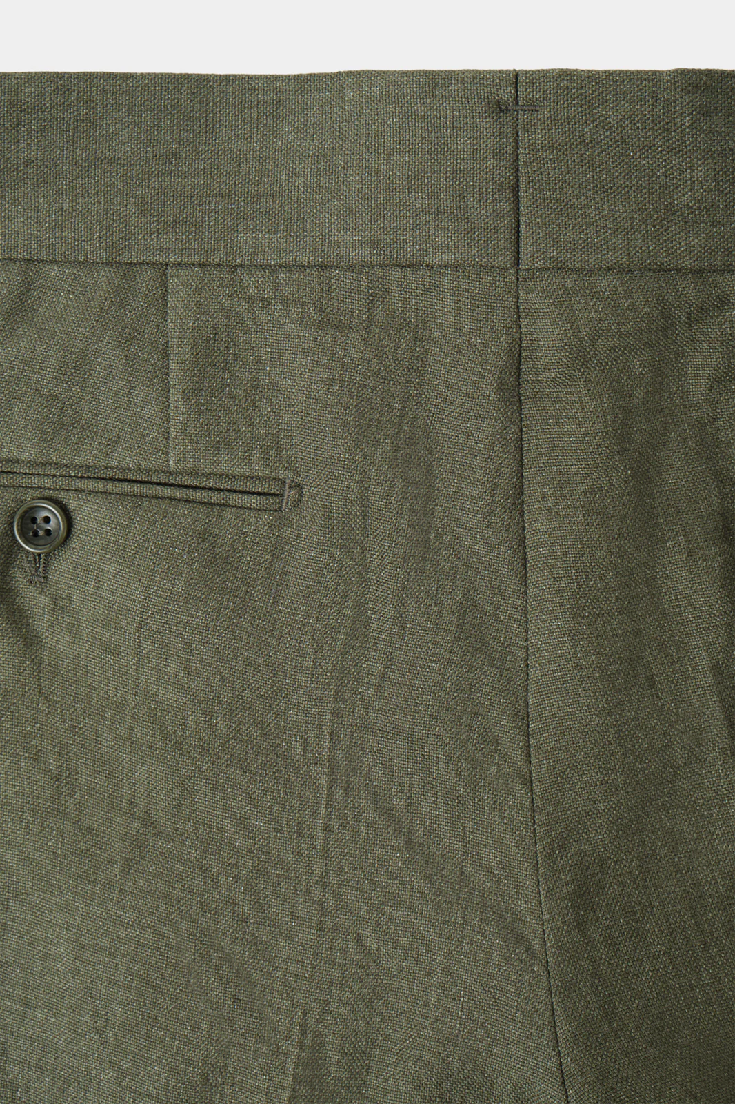 Pantalon en lin à patte de serrage 1 pli - Kaki - Image 5