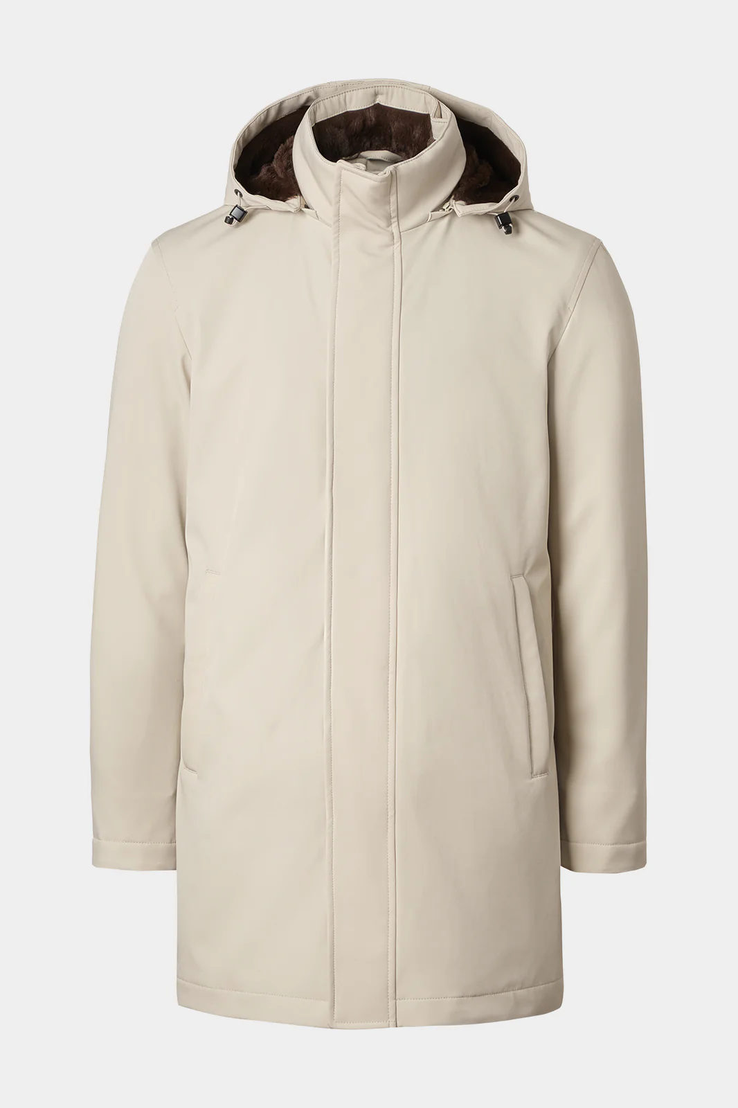 Parka fourrée à capuche amovible - Beige