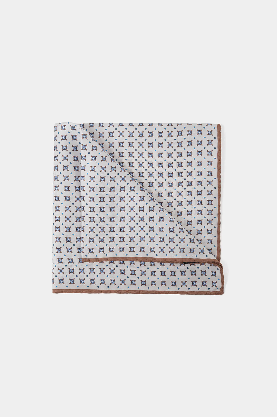 Pochette fond banc à motif floral bleu et marron