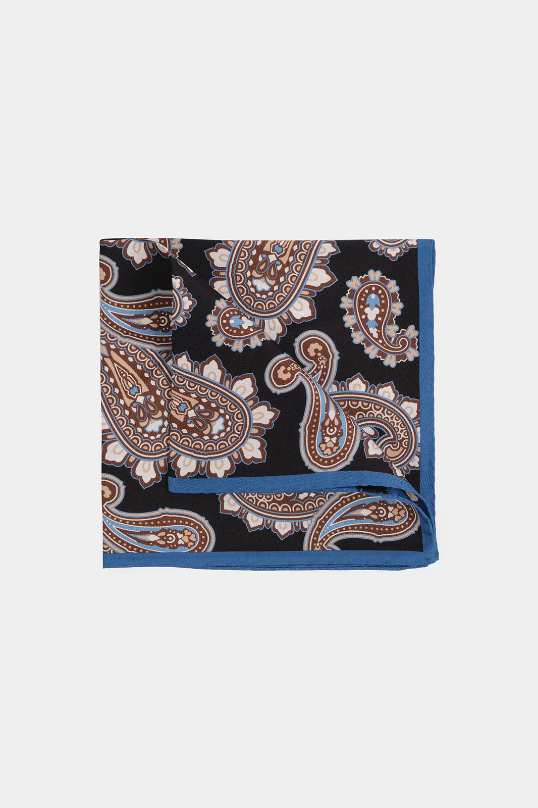 Pochette fond noir, imprimé floral style moulure
