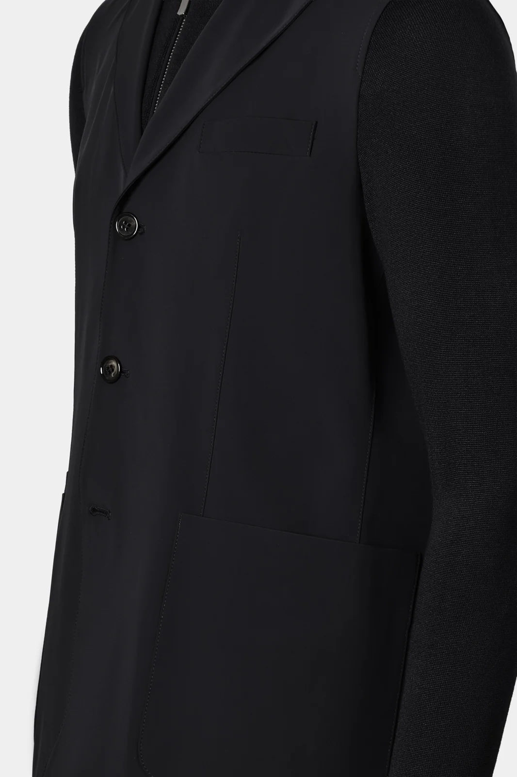 Veste bi-matière à capuche - Noir - Image 4